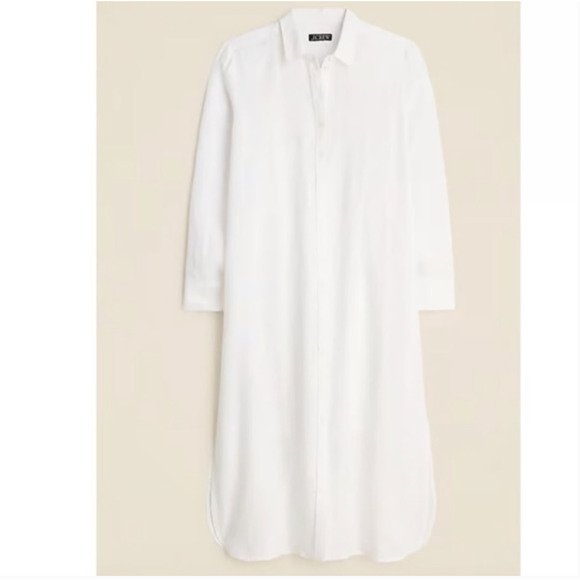 J Crew Linen Shirt Dress XS White NWT CL644 J.Crew Resort Travel Cruise Midi - Picture 4 of 5